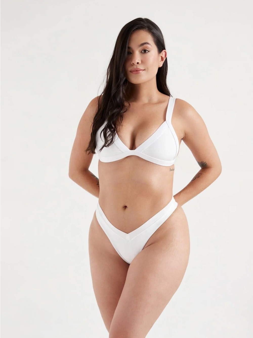 White V-Waist Bikini Set - Classic Women Swim Bikini